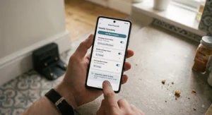 Smartphone app screen showing custom cleaning schedules for a robot vacuum under £300