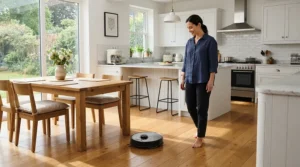 Evaluating robot vacuum mop combo vs separate mop efficiency during a busy kitchen tea spill cleanup in a London flat.